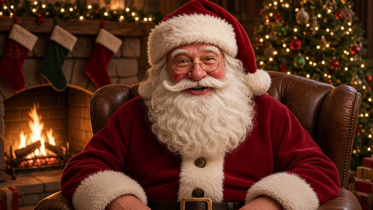 Fictional Santa: By the fireplace