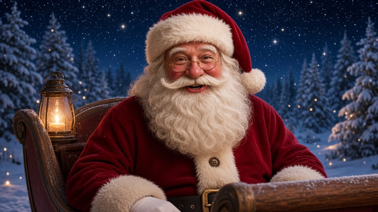 Fictional Santa: Sleigh at night